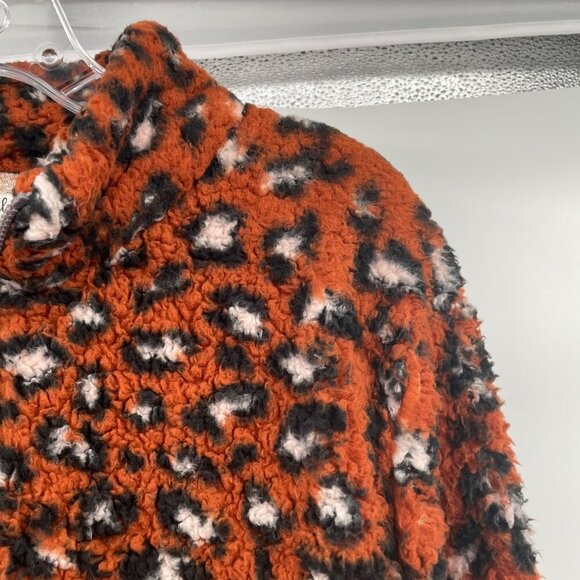 Gingerly Women's Cheetah Print Pullover Fleece Orange/Multi Size L/XL - Picture 4 of 9
